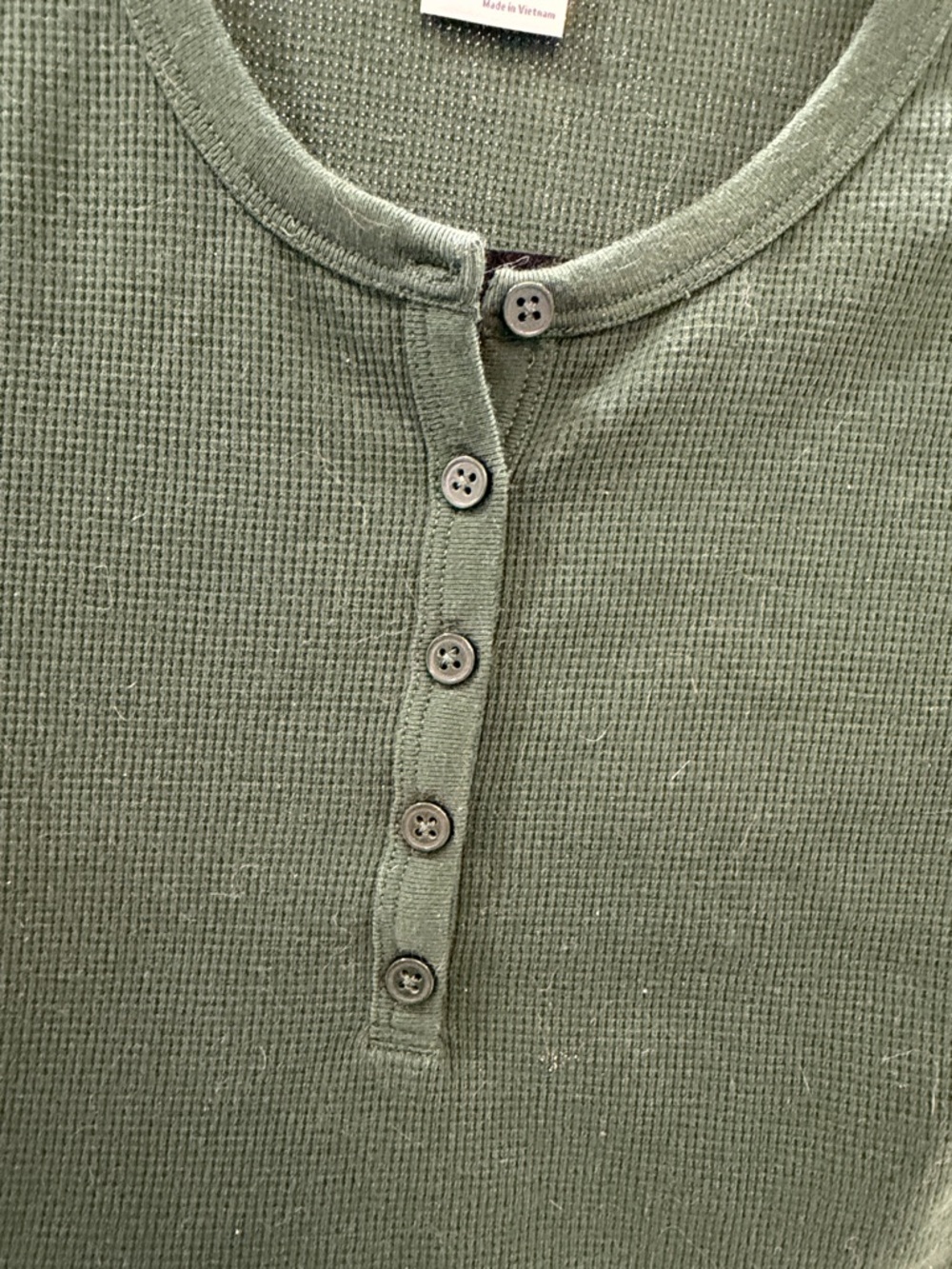 Sunday Best Dark Green Ribbed Crop Henley Top - Picture 4 of 6
